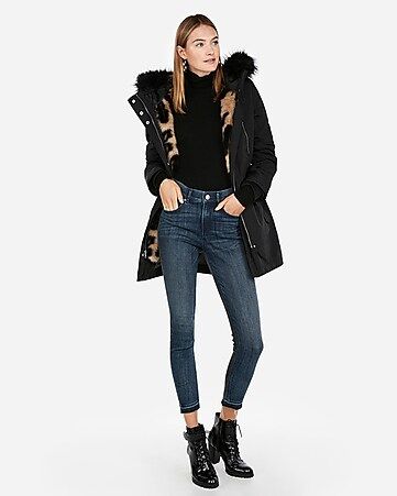 Detachable Vest Faux Leopard Fur Anorak | Express