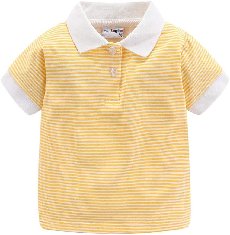 Mud Kingdom Boys Pique Polo Shirts for Toddler Short Sleeve Stripe Plain 1-9 Years | Amazon (US)