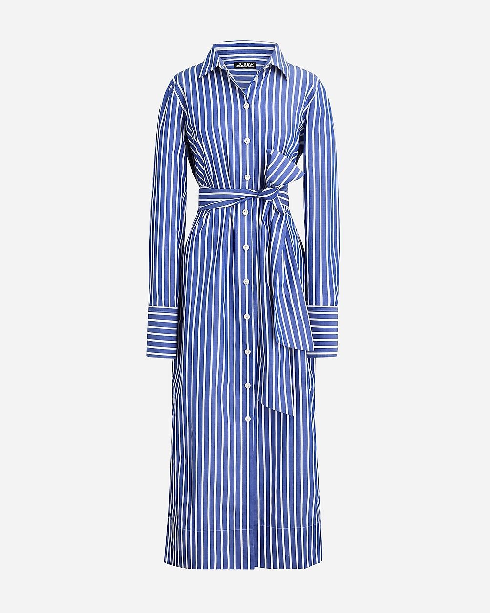 Long-sleeve button-up shirtdress in striped cotton poplin | J.Crew US