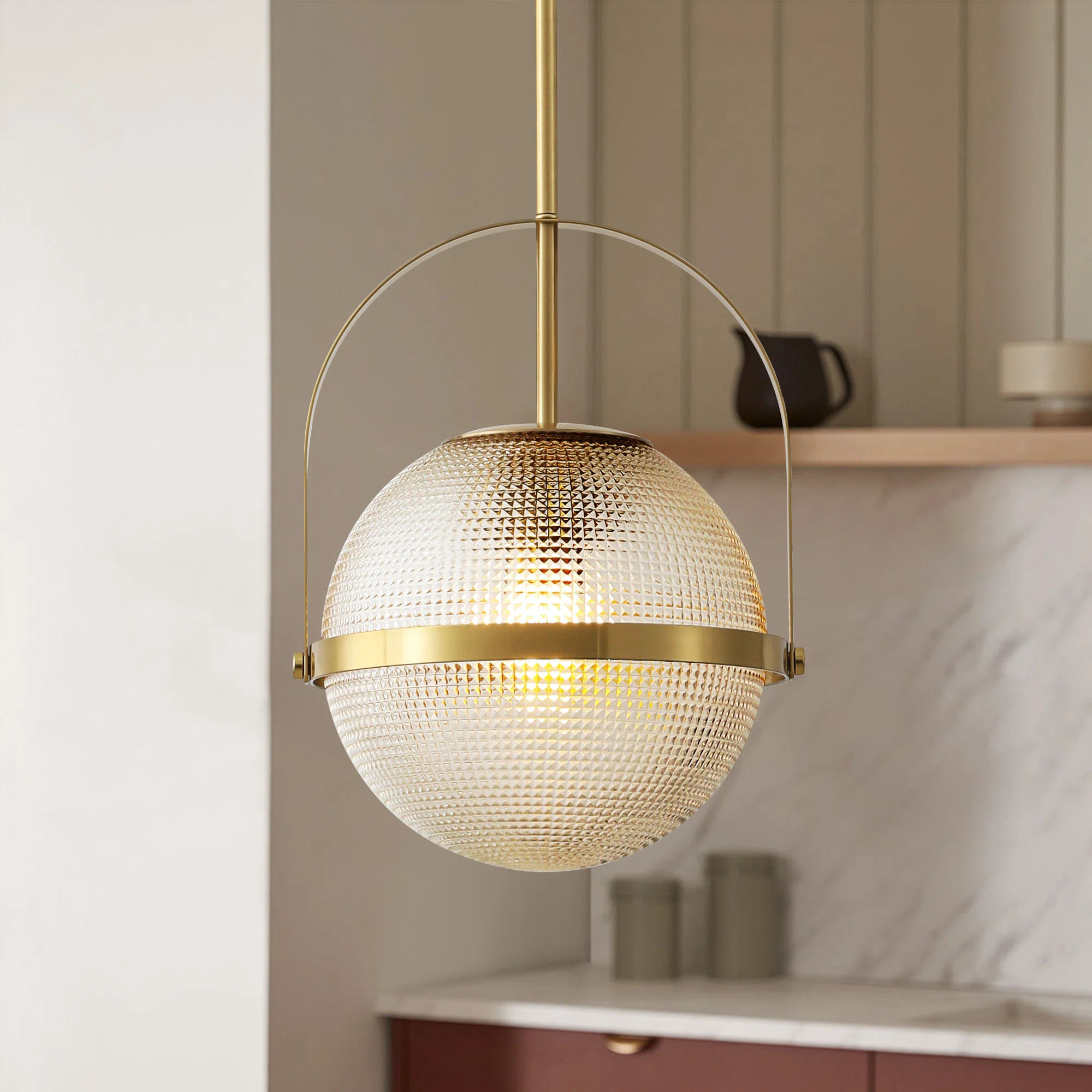 Gridora 1-Light Modern Industrial Glass Globe Single Pendant | Wayfair North America