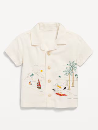Short-Sleeve Linen-Blend Graphic Camp Shirt for Baby | Old Navy (US)