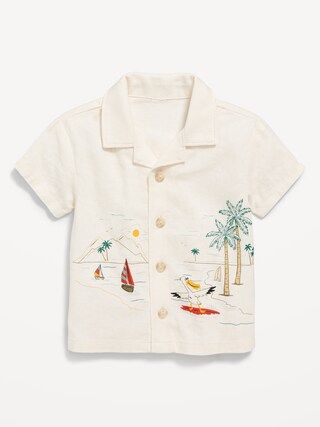 Short-Sleeve Linen-Blend Graphic Camp Shirt for Baby | Old Navy (US)