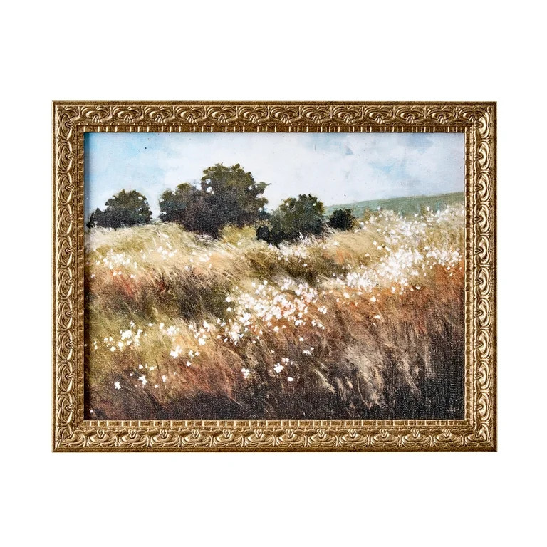 Home Decor Collection Calm Meadow Landscape Wall Art, Nature Canvas Print with Wood Bronze Frame,... | Walmart (US)