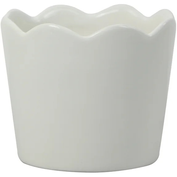 Mainstays Small 4in Diameter Round Scallop White Ceramic Planter | Walmart (US)