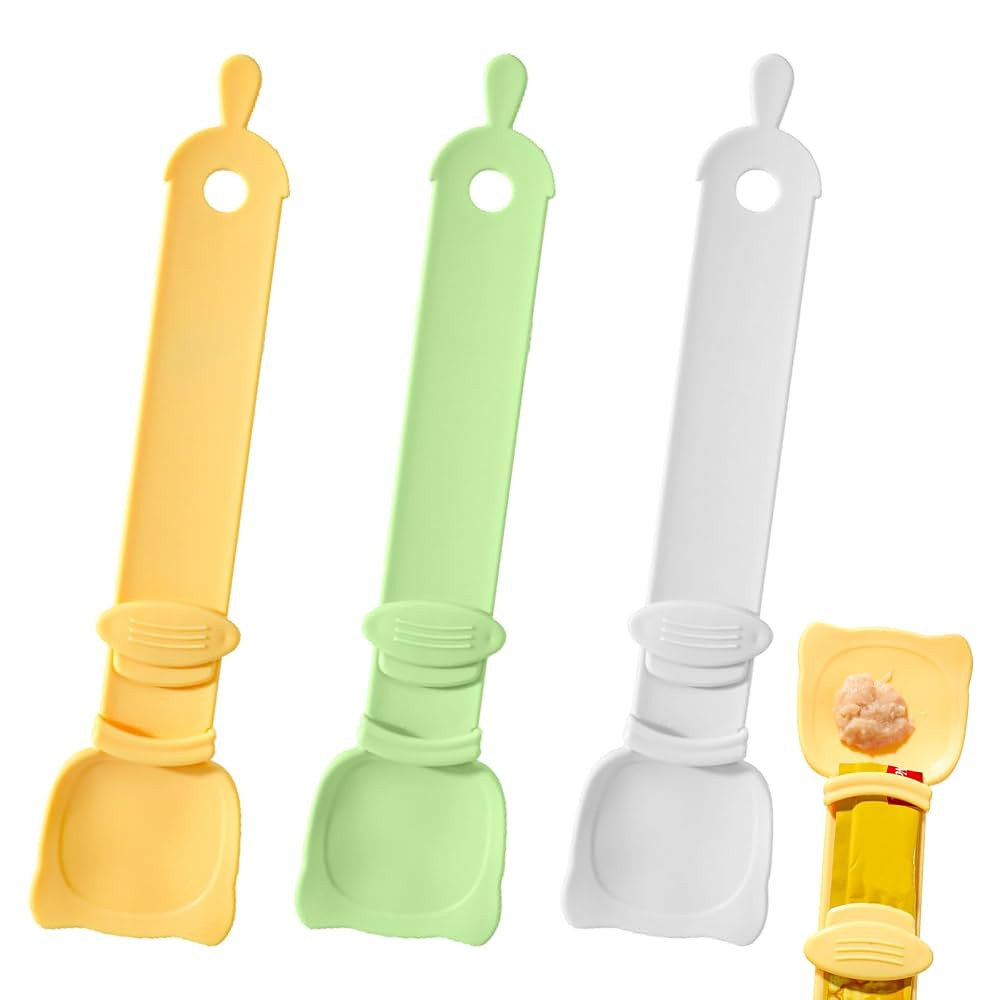 3PCS Cat Strip Feeder Spoon, Sliding Pet Treat Spoon Squeeze, Easy Feeding Pet Spoon for Puree an... | Amazon (US)