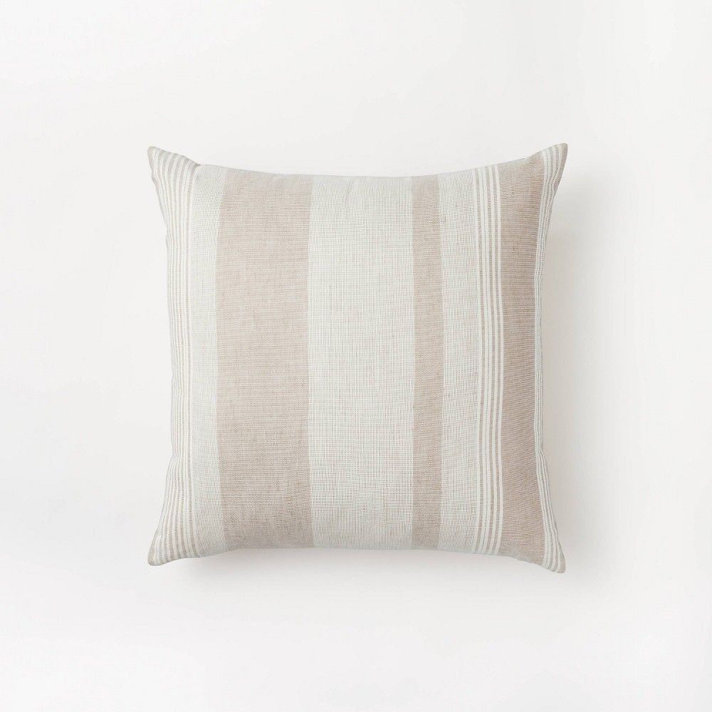 Woven Asymmetric Striped Square Throw Pillow Neutral - Threshold designed with Studio McGee | Target