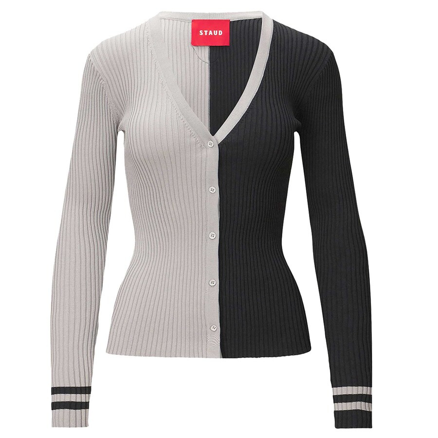 Women's Las Vegas Raiders STAUD Silver/Black Cargo Sweater | NFL Shop