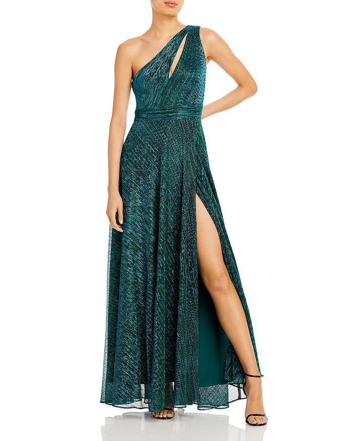 One Shoulder Crinkled Metallic Gown - 100% Exclusive | Bloomingdale's (US)