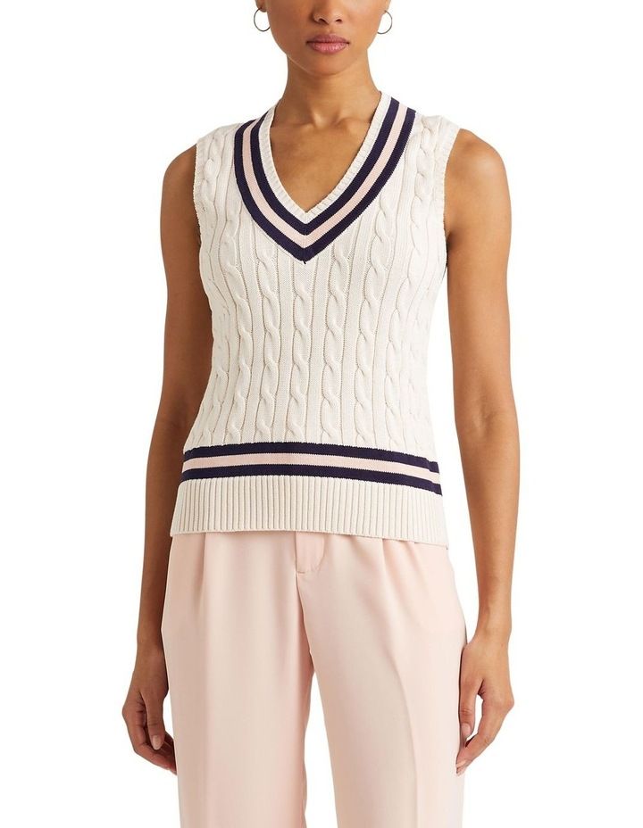 Lauren Ralph Lauren Cable-Knit Cotton Cricket Sweater Vest in Natural M | Myer