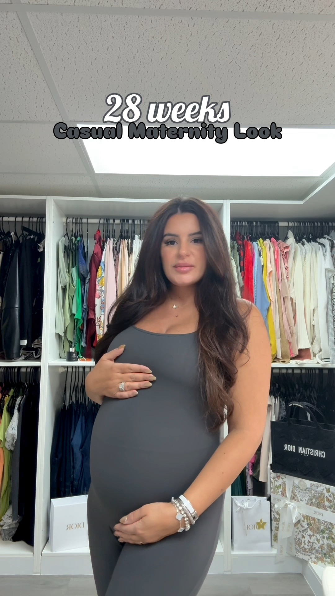 Casual maternity look 🩶

Wearing a medium in the jumpsuit & top ✨

#LTKBump #LTKgrwm #LTKootd