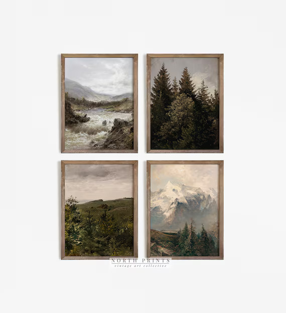 Vintage Rustic Nature Gallery Wall Paintings  Antique Prints | Etsy | Etsy (US)