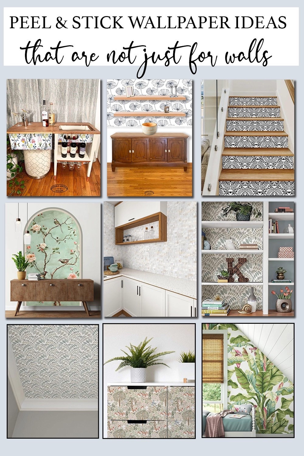 Peel and stick wallpaper reimagined! Try these 9 design projects using peel and stick wallpaper. Visi my website at www. DoubleArrowDesigns.com for the full post. Links below

#LTKHome