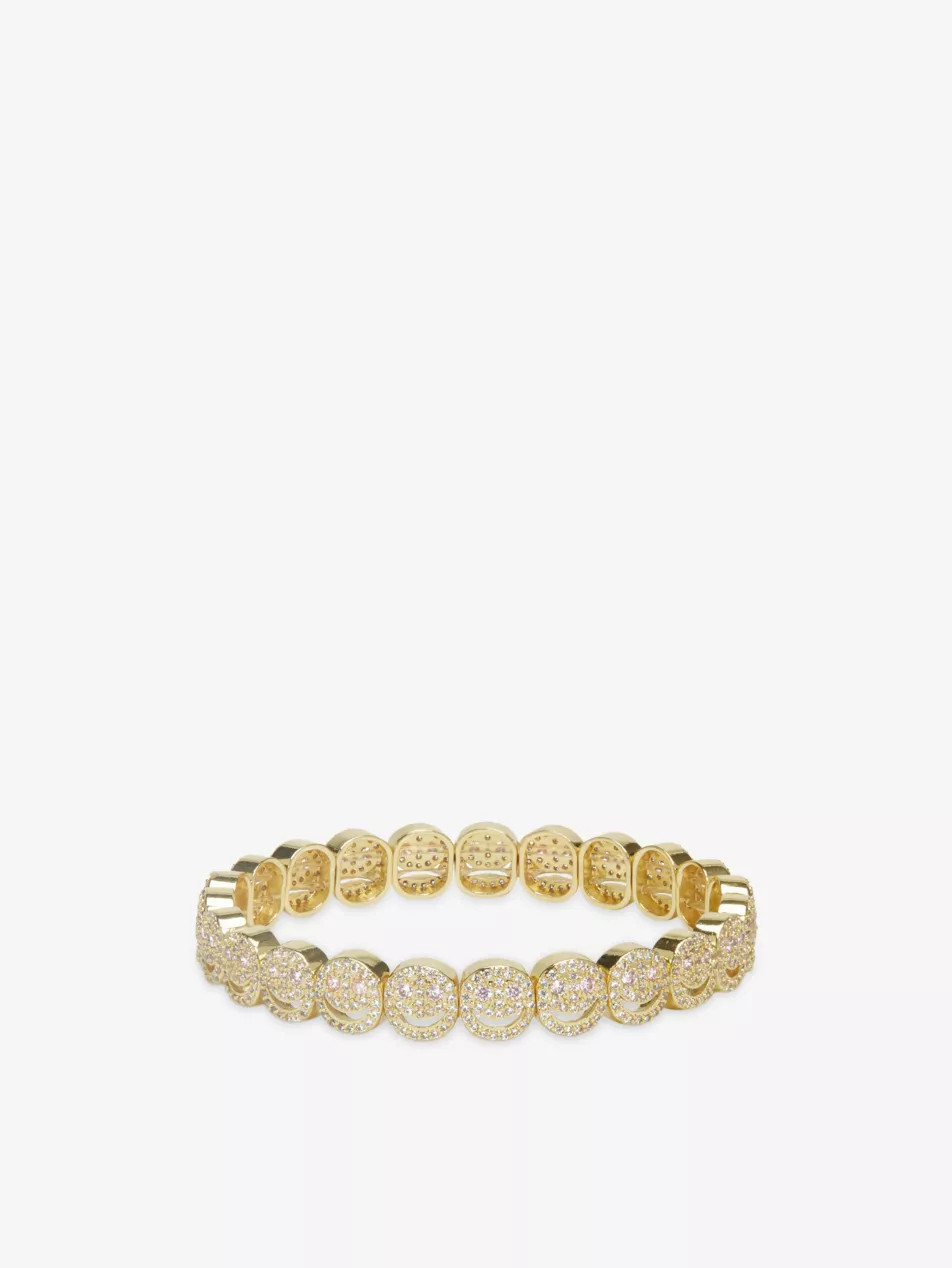 The Pavé The Happy Face 18ct Yellow Gold Plated Brass And Cubic Zirconia Bracelet | Selfridges