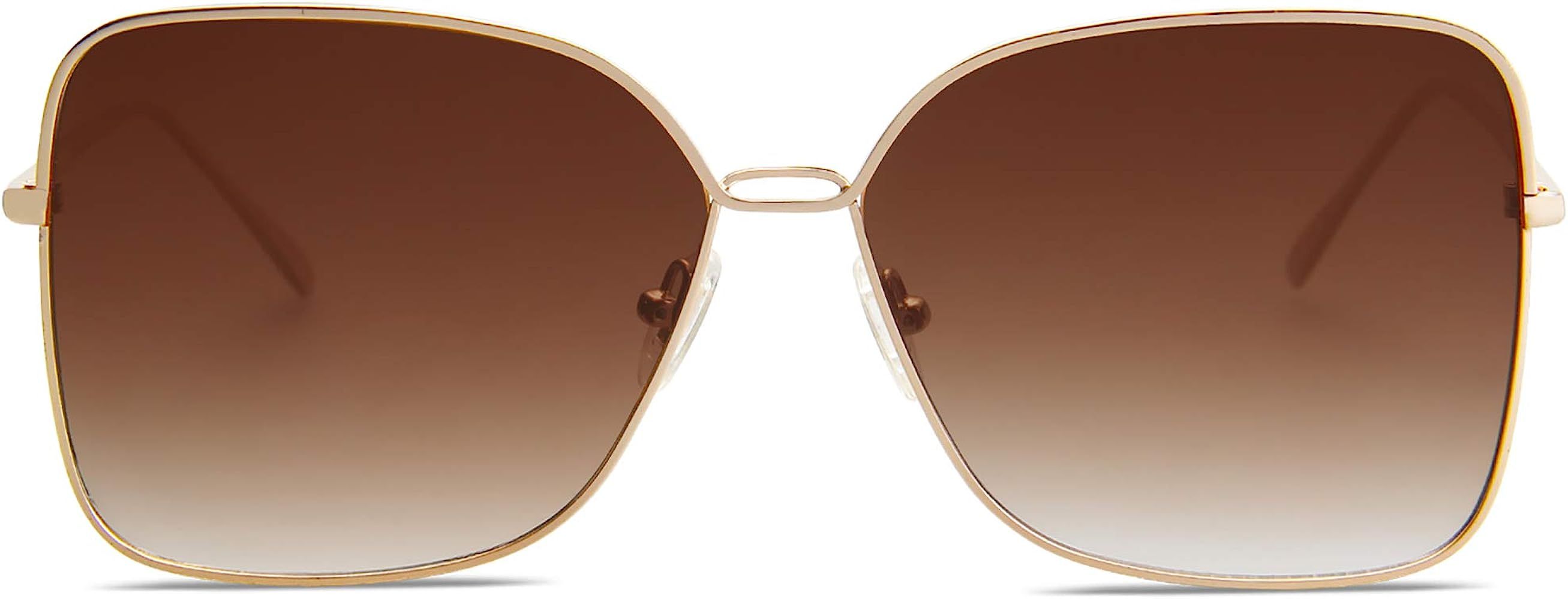 Fashion Square Aviators Sunglasses for Women Flat Mirrored Lens SJ1082 | Amazon (US)
