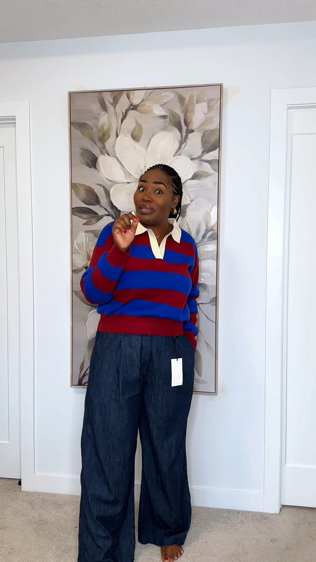 Wearing size L in sweaters. I have linked similar jeans pants.