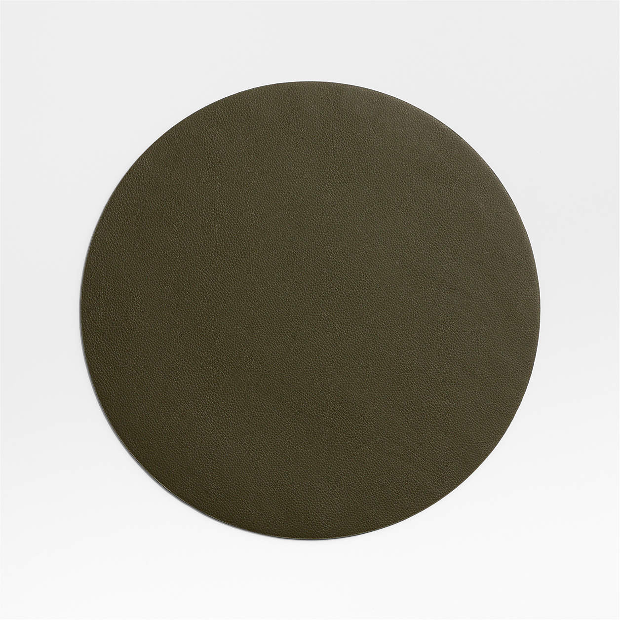 Rizzo Textured Easy Care Faux Leather Garden Green Round Placemat | Crate & Barrel | Crate & Barrel