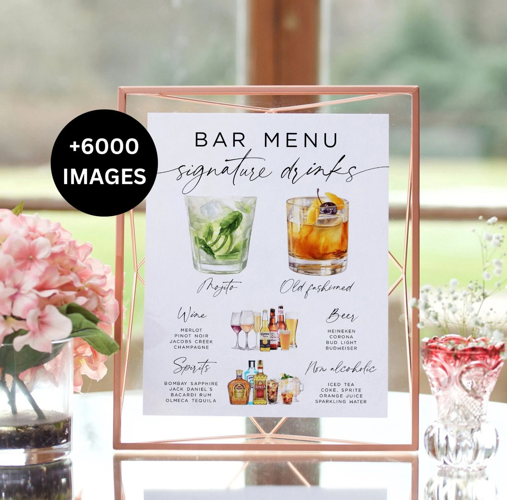 Signature Drink Sign, Bar Menu Template, Minimalist Printable Bar Menu, Modern Editable Drink Men... | Etsy (US)