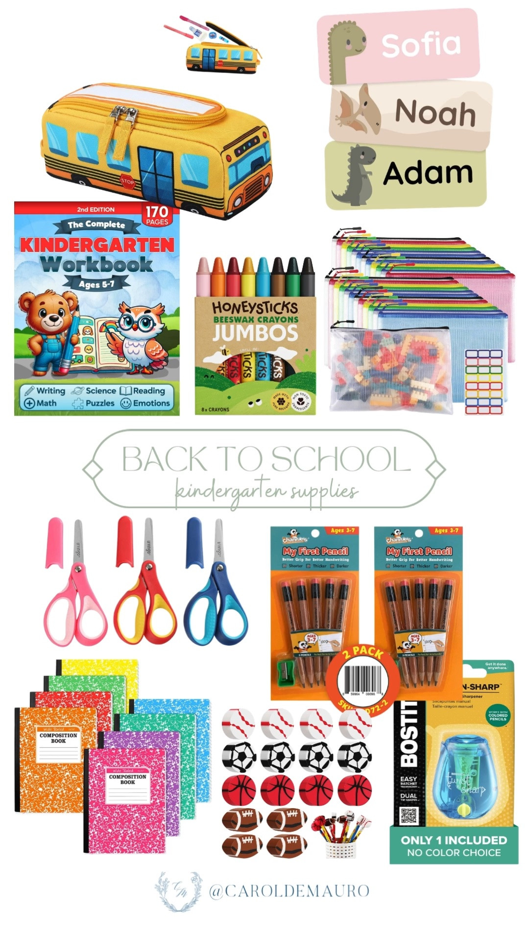 back to school supplies, kindergarten, workbook, coloring materials, notebooks, flashcards, pencils, scissors, erasers, name cards, pouch bag, jumbo crayons, pencil case

#LTKKids #LTKSeasonal