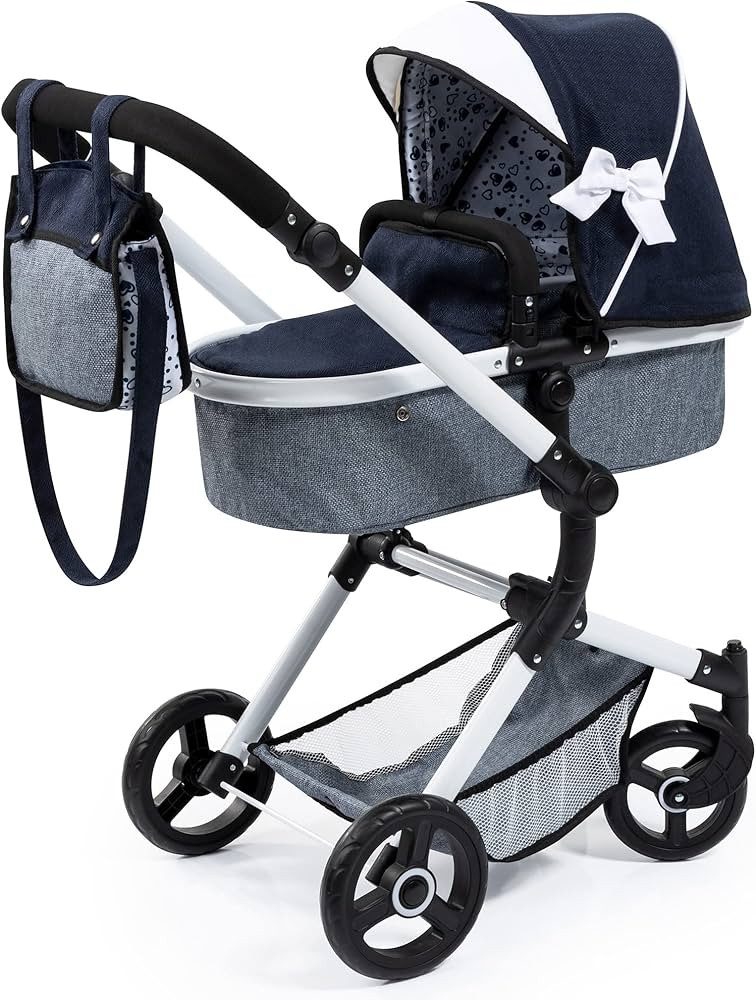 Bayer Design Dolls: Pram Neo Vario - Blue, Grey, White - Includes Shoulder Bag, Fits Dolls Up to ... | Amazon (US)