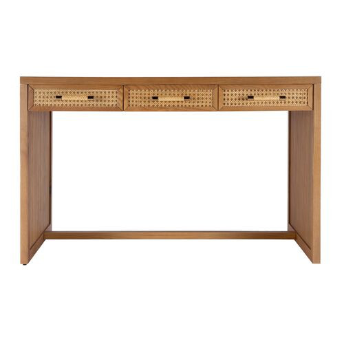 Rotan Cane 3-Drawer Writing Desk, Natural | One Kings Lane