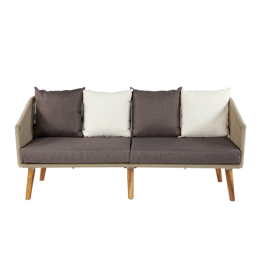 Modern Outdoor Couch with Wood Legs - Gray - Olivia & May | Target