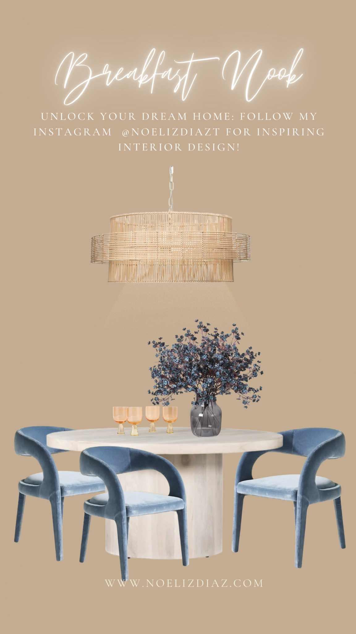 Are you looking for a way to spice up your dining area? Do you want to create a cozy and chic space where you can enjoy your meals and conversations? If so, you will love this design idea!  #bluechairs #chicinteriors #home 

#LTKSpringSale #LTKhome #LTKstyletip