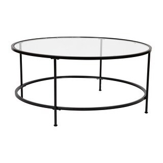 Astoria Collection Round Coffee Table Modern Clear Glass | Bed Bath & Beyond