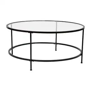 Astoria Collection Round Coffee Table Modern Clear Glass | Bed Bath & Beyond