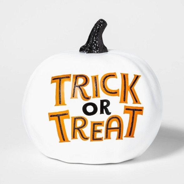 Trick-or-Treat Painted Halloween Pumpkin Small Cream/Orange - Hyde & EEK! Boutique™ | Target