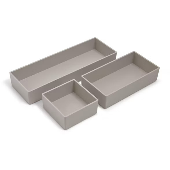 TRU RED 3 Piece Plastic Drawer Organizer Gray TR55297 | Target