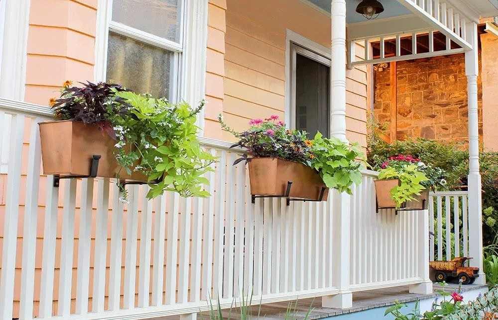 Plain Copper Window Flower Box Planter - Medium with Rolled Edge for Outdoor Gardening - Walmart.com | Walmart (US)