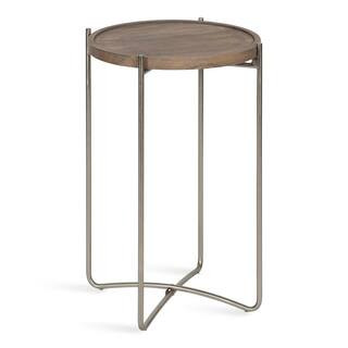Kate and Laurel Vale 15.50 in. Gray Round Wood End Table | The Home Depot