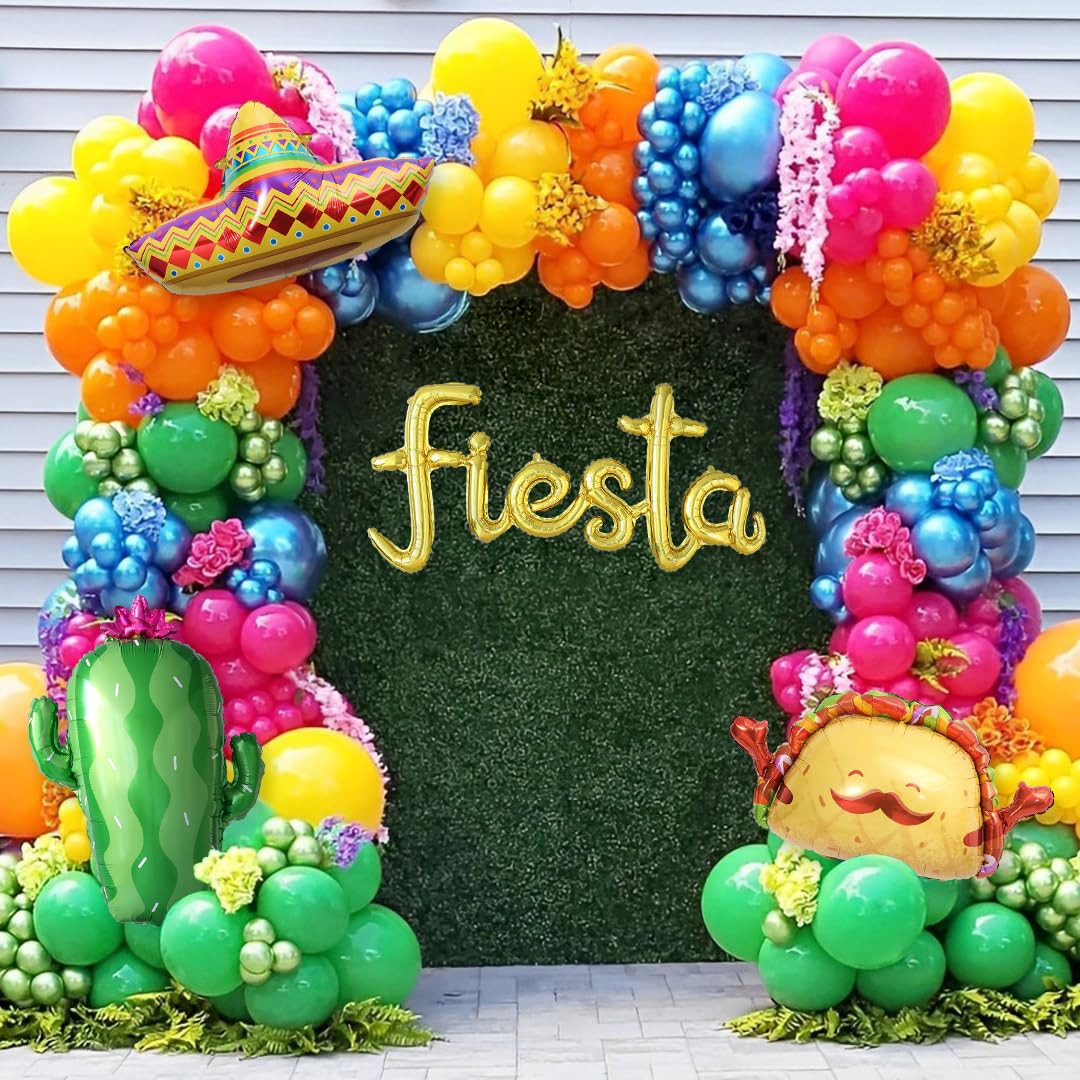 Cinco de Mayo Fiesta Balloon Arch Kit, 171Pcs Rainbow Colors Balloon Garland for Mexican Fiesta P... | Amazon (US)