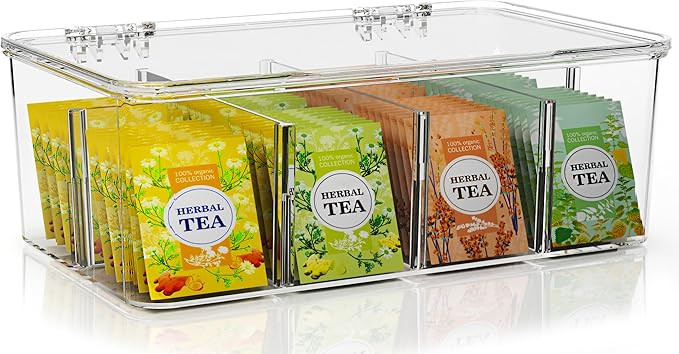 Utopia Home 1 Pack Tea Bag Organizer - Stackable Tea Bag Storage Organizer with Lid - Tea bag hol... | Amazon (US)