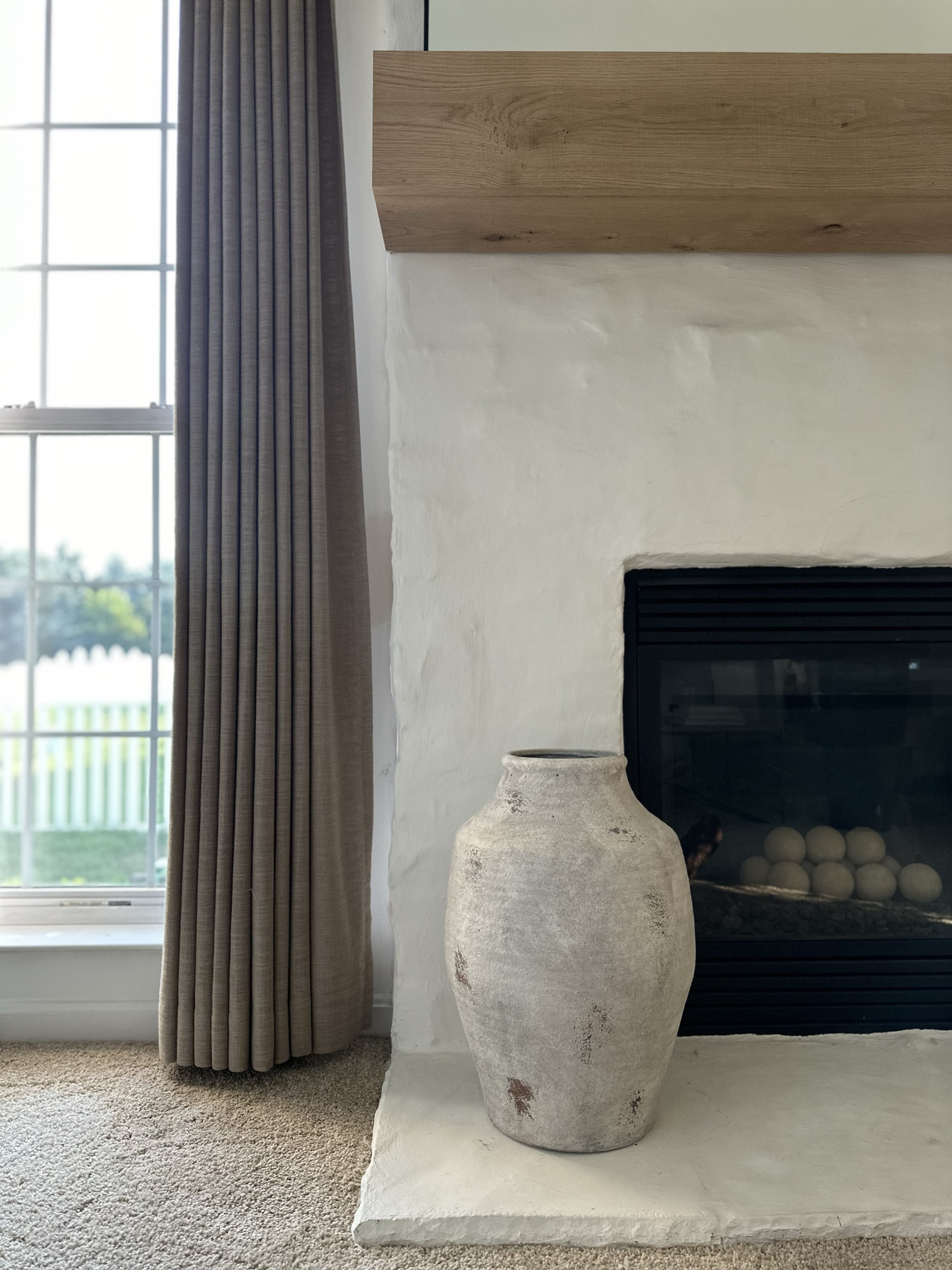Warm and inviting fireplace look. Shop this look below! 🤍