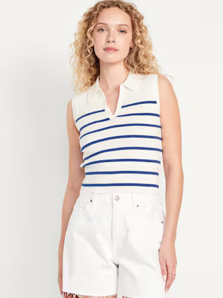Rib-Knit Crop Polo Sweater | Old Navy (US)