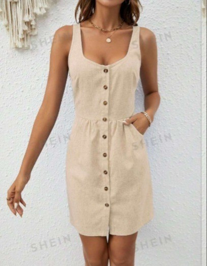 SHEIN Frenchy Botão Frontal Bolso Inclinado Vestido.R$37,98

#LTKbrasil