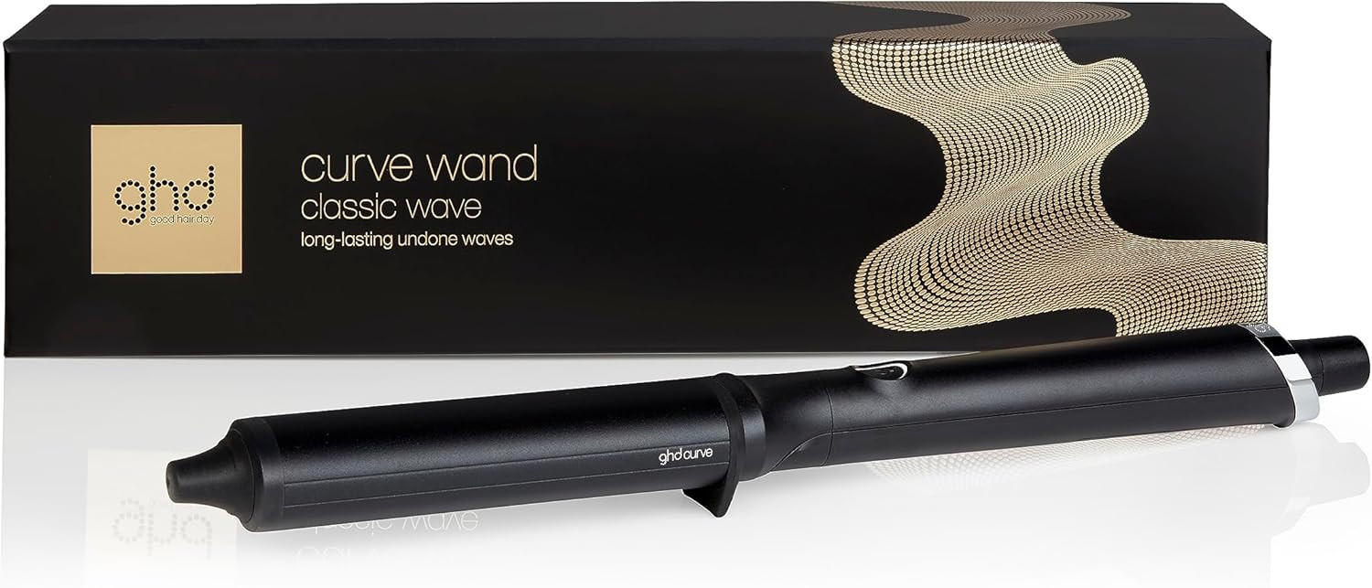 ghd Curve® Classic Wave Wand, 38mm - 26mm Oval Shaped Barrel, for Long-lasting Undone Texture or Glamourous Hollywood Waves, Optimum Styling Temp 185ºC, Protective Cool Tip, Auto Sleep Mode Black | Amazon (UK)