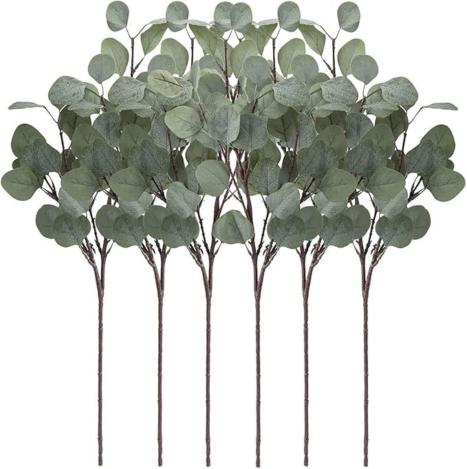TOPHOUSE Artificial Eucalyptus Leaves Stems 6 Pcs Faux Silver Dollar Eucalyptus Leaf Branches in ... | Amazon (US)