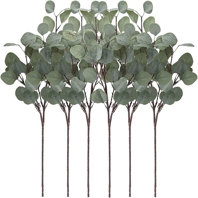 TOPHOUSE Artificial Eucalyptus Leaves Stems 6 Pcs Faux Silver Dollar Eucalyptus Leaf Branches in ... | Amazon (US)