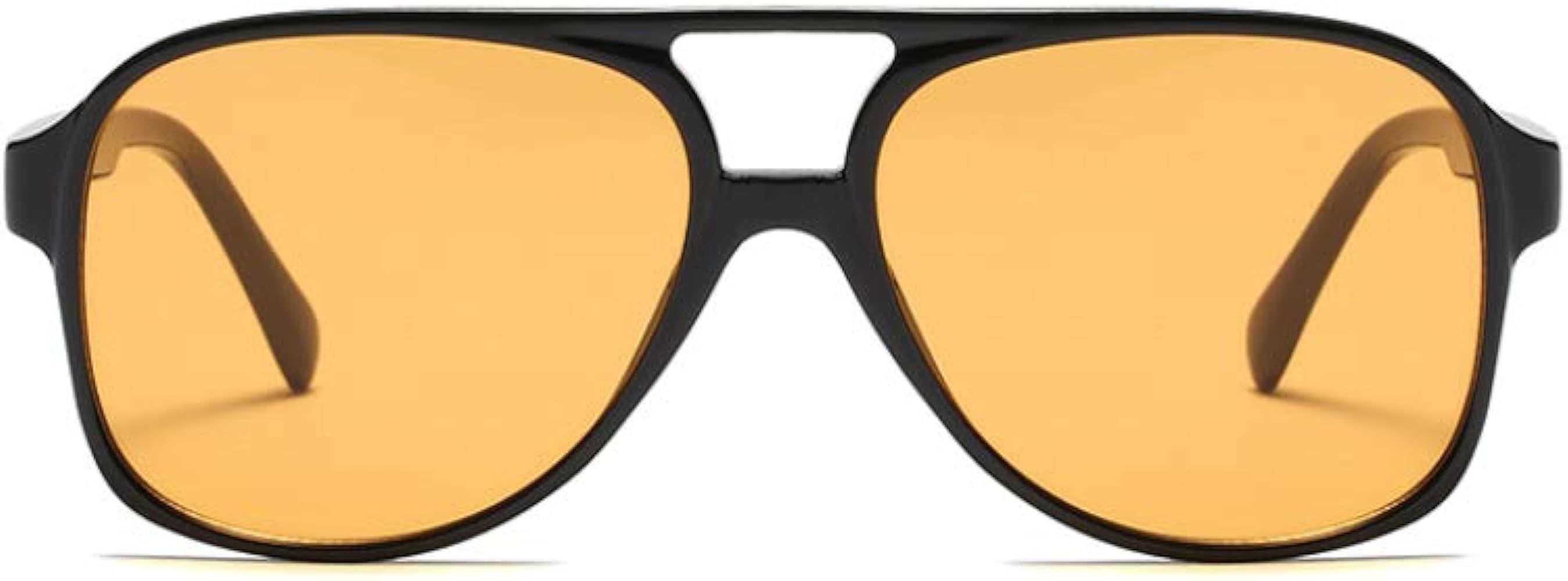 Vintage Retro 70s Sunglasses for Women Men Classic Large Squared Aviator Frame UV400 Trendy Orange G | Amazon (US)