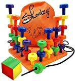 Skoolzy Peg Board Set Montessori Toys for Toddlers - 30 Lacing Pegs, Dice. Learning Games, Colors... | Amazon (US)