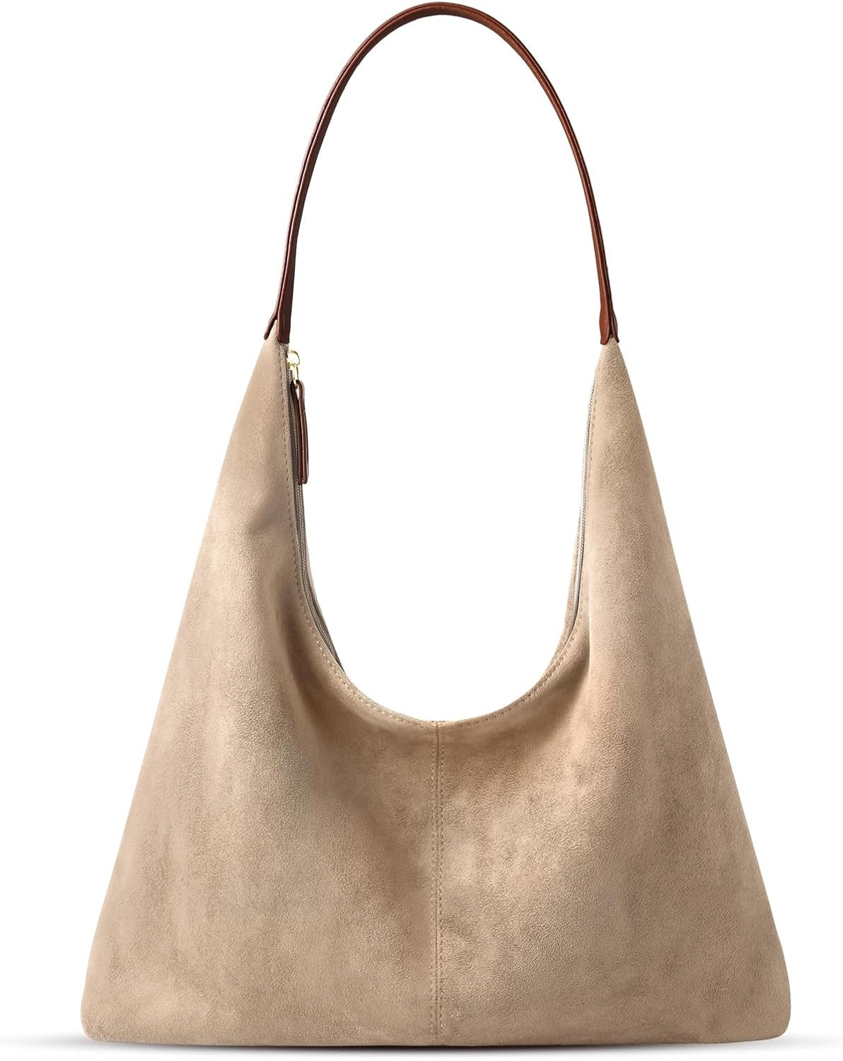 Suede Shoulder Bag for Women Suede Purse Boho Bags Slouchy Tote Bag Satchels Trendy Crescent Crossbody Bag Handbag Khaki | Amazon (US)
