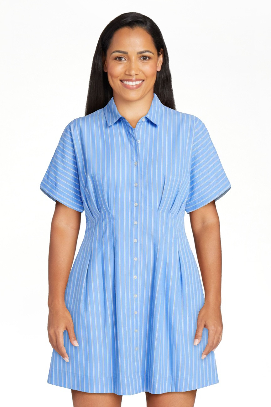 Free Assembly Women's Cotton Corset Mini Shirtdress with Short Sleeves, Sizes XS-XXL | Walmart (US)