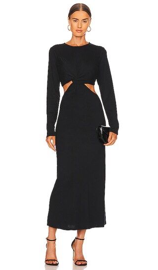 Long Sleeve Twist Midi Dress in Black | Revolve Clothing (Global)