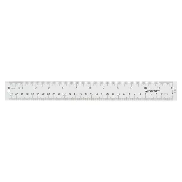 Westcott Acrylic Ruler, 12", Metric, Imperial, Clear, for Office and School, 1-Count - Walmart.co... | Walmart (US)
