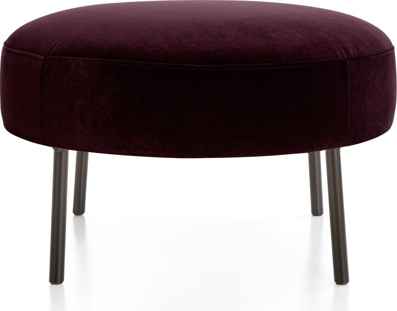 Alex Bordeaux Velvet Ottoman | Crate and Barrel | Crate & Barrel