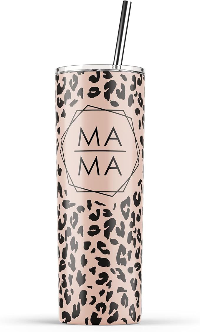 YouNique Designs Leopard Mama Coffee Tumbler with Straw and Lid, 20 Oz, Insulated Stainless Steel... | Amazon (US)