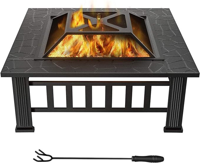WINWEND Fire Pit Outdoor Wood Burning, 32in Firepit with Spark Screen, Waterproof Cover, Poker, S... | Amazon (US)