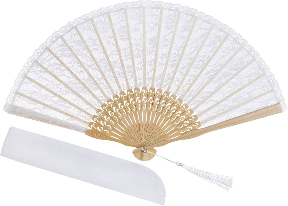 choyaxo Lace Handheld Chinese Folding Fan Bamboo Silk Folding Fan for Women Wedding Decoration Da... | Amazon (US)